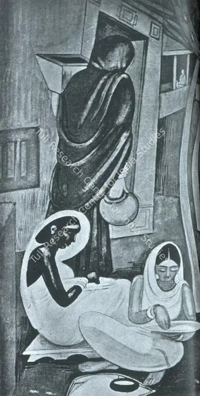 Shiavax Chavda (Artist), Three Woman, 1946, Painting