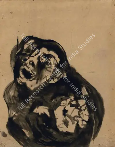 Tyeb Mehta (Artist), Trojan Woman, 1966, Drawing