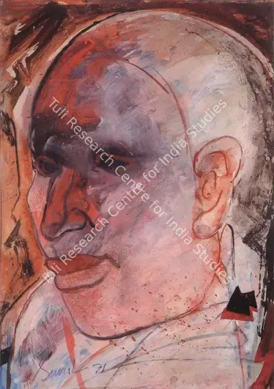Sunil Das (Artist), Study of a Man's Head, 1971, Painting