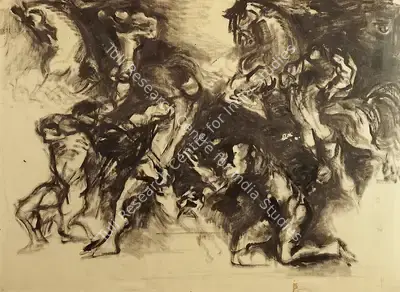 Nikhil Biswas (Artist), Combat Series, 1964, Painting