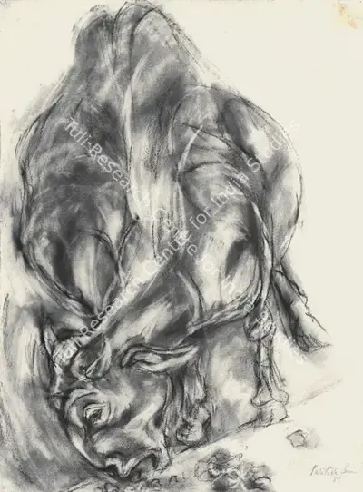 Paritosh Sen (Artist), Goat, 1988, Drawing