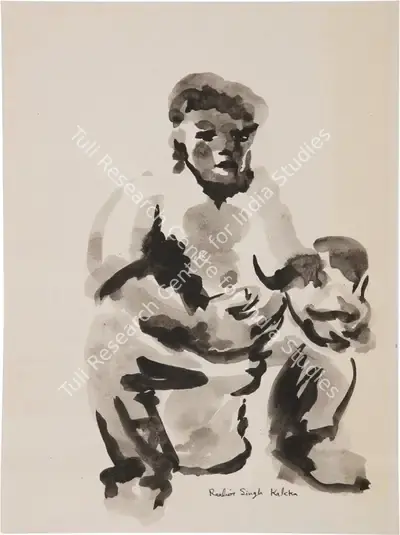 Ranbir Kaleka (Artist), Untitled (Thinking Man), Painting