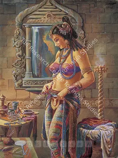K.C. Aryan (Artist), Women Dressing, 1945, Painting