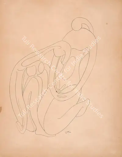 S.K. Bakre (Artist), Untitled (Figures), 1957, Drawing