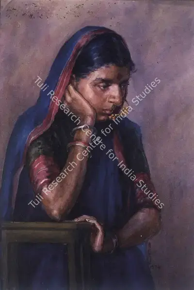 N.R. Sardesai (Artist), Contemplation, 1934, Painting