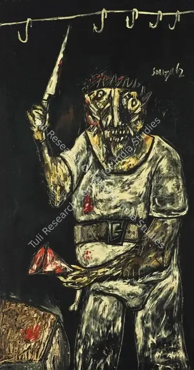 F.N. Souza (Artist), The Butcher, 1962, Painting