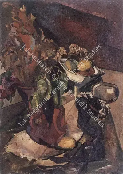 Jehangir Sabavala (Artist), Still Life in Brown, 1950, Painting