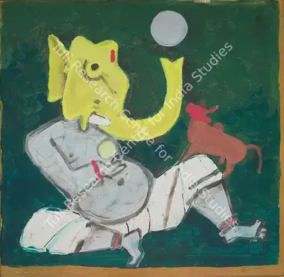 M.F. Husain (Artist), Untitled (Ganesha with the World), 1995, Painting