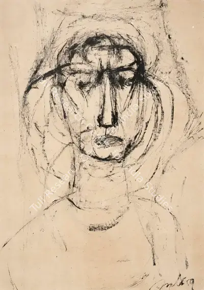 Tyeb Mehta (Artist), Untitled (Woman), 1959, Drawing