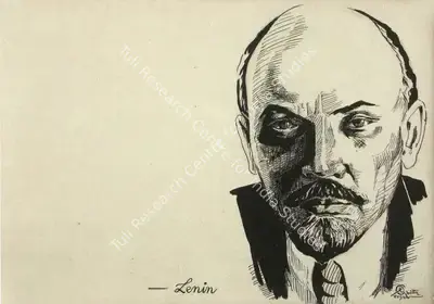 Chittaprosad (Artist), A portrait of Lenin from A Sketchbook of 30 Portraits by Chittaprosad, 1943, Drawing