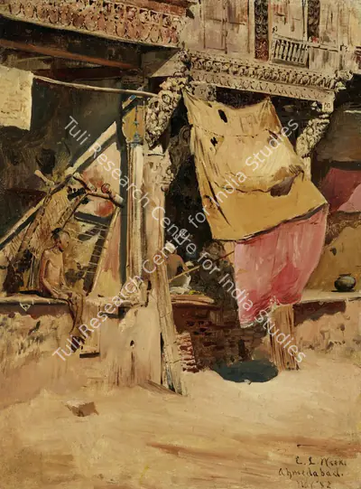 Edwin Lord Weeks (Artist), Old Shops and Carved Woodwork - Ahmedabad, India, 1882, Painting