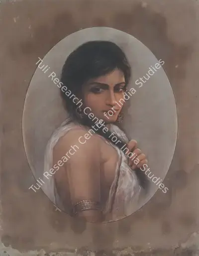 Hemendranath Mazumdar (Artist), Portrait of Beautiful Lady, 1935, Painting