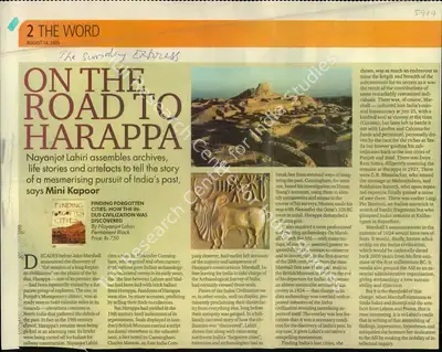 Mini Kapoor (Reporter), On The Road to Harappa, 2005, Newspaper Clipping