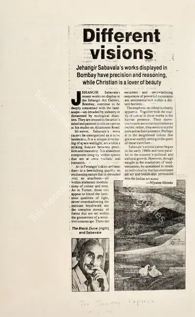 Niyatee Shinde (Writer), Different visions , 1993, Newspaper Clipping