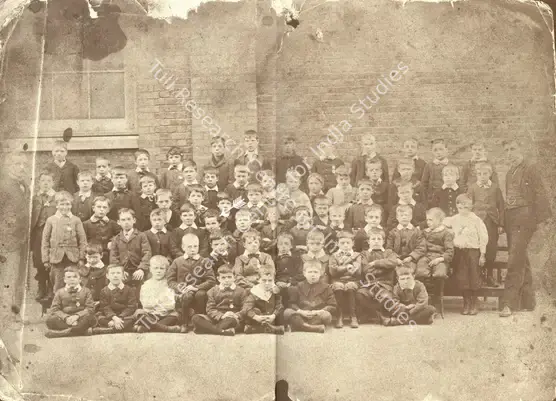 Unknown (Photographer). Chaplin at the Hanwell Schools for Orphans and Destitute Children, 1896 | Photographic Still, My Life in Pictures, 1985 | CinemaEducation | 00440363