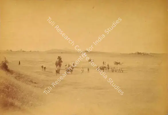 Dayal, Lala Deen (Photographer). Ready to start for Cheeta Hunt - From the album 'H.R.H. Prince Albert Victor's Visit Hyderabad (Deccan) November 1889. Lala Deen Dayal State Photographer, Secunderabad and Indore O.I.'. Albumen print pasted on mount, November 1889 | Antiquarian Photograph | Photography | 00115334