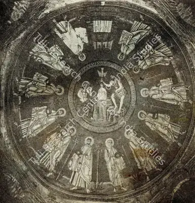 Unknown (Artist). Baptism with Saints. Mosaic on Wall, 6th Century A.D. | Journal of Arts & Ideas, October-December 1983 | Mosaic | Scholarship | 00676924