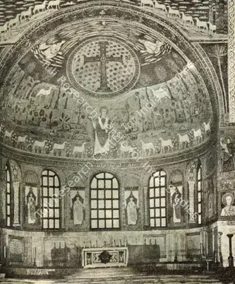 Unknown (Artist). Apse Mosaic. Mosaic on Wall, 6th Century A.D. | Journal of Arts & Ideas, October-December 1983 | Mosaic | Scholarship | 00676923