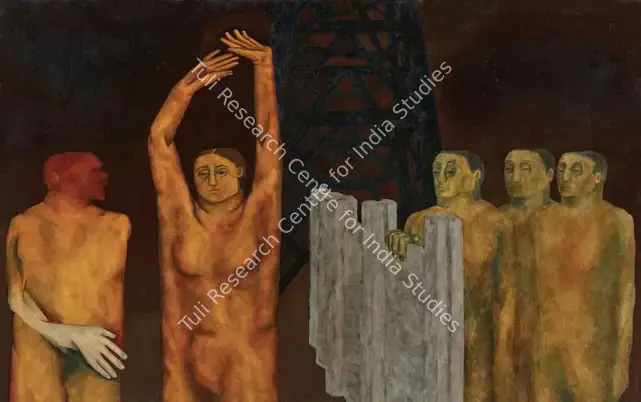 Patwardhan, Sudhir (Artist). Five Figures. Oil on canvas, 1976 | Painting | EconomicsArt | 00869708