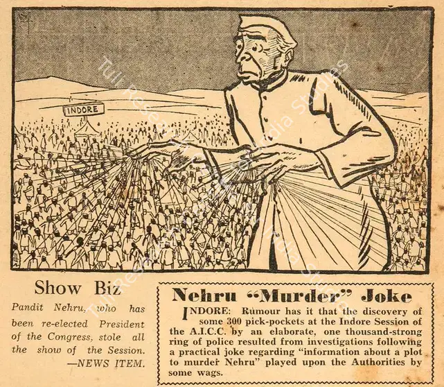 Chatterjee, Basu (Cartoonist). Nehru Murder Joke. 1952 | Cartoons, Blitz, 20 September 1952 | PopCulture | 00904445