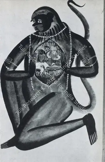 Unknown (Artist). Hanuman with Rama and Sita in his Heart. c.1860 | Marg, July 1952 | Painting | FineArts | 00674708