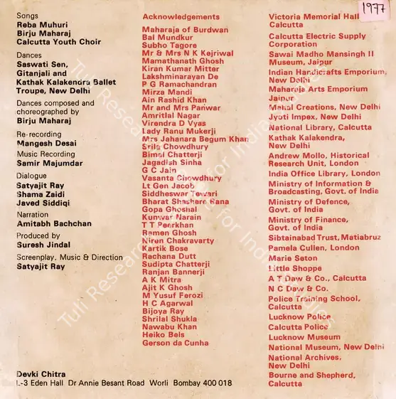Jindal, Suresh (Producer), Shatranj Ke Khilari, 1977 | Song Synopsis Booklet | CinemaEducation | 00134409