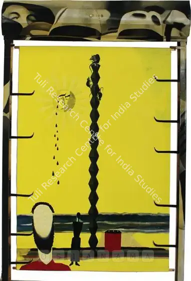 Dodiya, Atul (Artist). Mirage. Enamel paint on metal roller shutters and acrylic and marble dust on canvas, 2002 | Painting  | 00881532