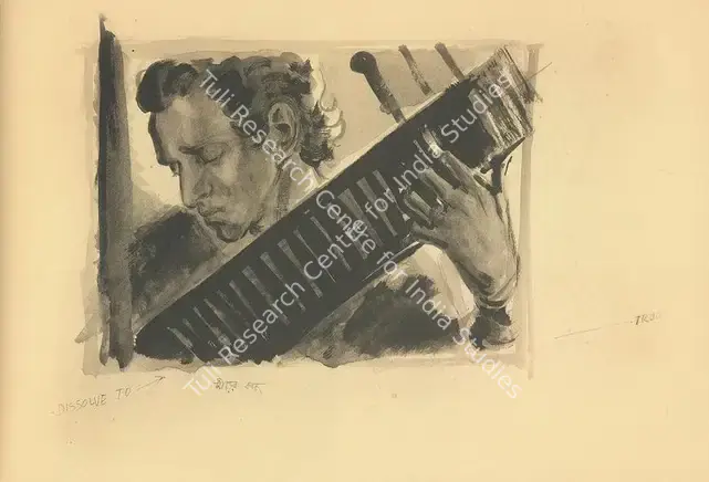 Ray, Satyajit (Artist). Storyboard for the film Ray intended to make on Sitar Maestro Ravi Shankar. Ink on paper, 1951 | Satyajit Ray's Ravi Shankar, 2014 | Drawing | FineArts | 00662829