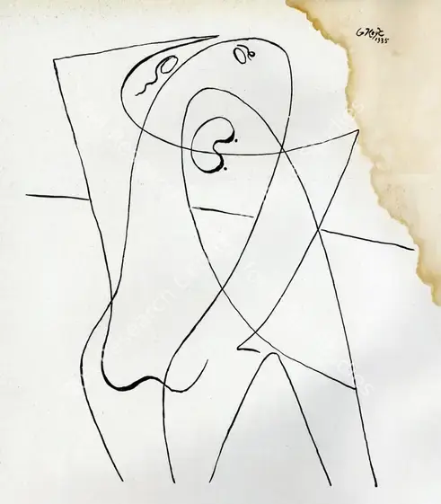 Keyt, George (Artist). Line Drawing. Drawing, 1935 | Marg, June 1954 | Sketch | FineArts | 00674620