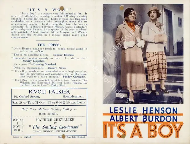 Whelan, Tim (Director), It's a Boy, 1933 | Handbill | CinemaEducation | 00894220