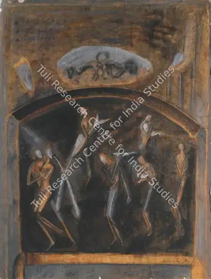 Douglas, C. (Artist). In Circle. Mixed media on paper pasted on cloth, 1999 | Painting | EconomicsArt | 00871261