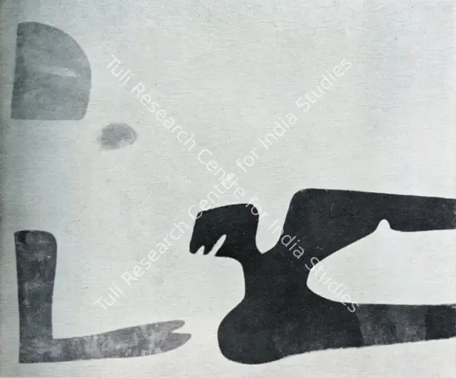 Barwe, Prabhakar (Artist). Confrontation. Enamel on canvas, 1975 | Pictorial Space, 1978 | Painting | FineArts | 00149546