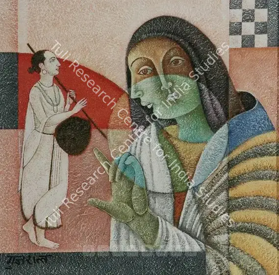 Gujral, Satish (Artist). Meera Bai. Oil, acrylic and marble grain on canvas, 1999 | Painting | FineArts | 00897688