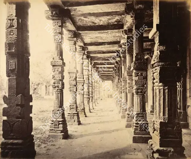 Bourne, Samuel (Photographer). Interior View of the Northern Colonnade - From the album 'Views of Delhi and Umballa by Samuel Bourne'. Albumen print pasted on mount, c.1865-1866 | Antiquarian Photograph | Photography | 00115199