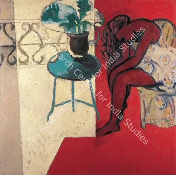 Desai, Vibha (Artist). Woman in Red Shadow. Oil on canvas, 2002 | Painting | FineArts | 00599755