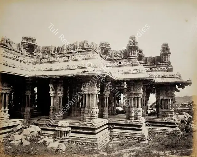 Lyon, Edmund David (Photographer). The Vigiovittaldover: Ruined temple near the Toomboodra river (large Mundapam). Albumen print pasted on mount, n.d. | Antiquarian Photograph | Photography | 00115692