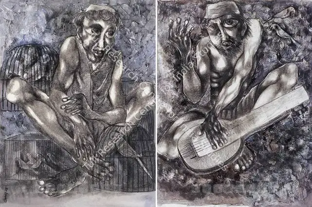 Sanyal, Gopal (Artist). Untitled. Acrylic and charcoal on paper, 1994 | Painting | FineArts | 00599898