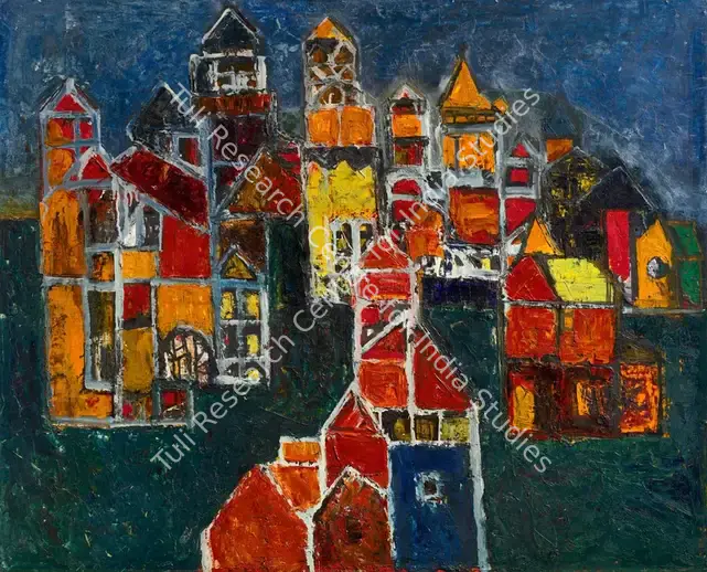 Chandra, Avinash (Artist). Untitled (Belfast Landscape). Oil on board, 1958 | Painting | EconomicsArt | 00872594
