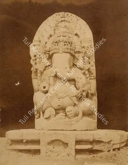 Pigou, William Henry (Photographer). Ganesha, The God of Wisdom - From the album "Architecture in Dharwar and Mysore Published by John Murray. London 1866. Photographs by Dr. William Henry Pigou, Dr. Andrew c.Neill and Col. Thomas Biggs with an historical and descriptive memoir by Colonel Meadows Taylor and  architectural notes by James Fergusson". Albumen print pasted on mount, c.1855 | Antiquarian Photograph | Photography | 00115067