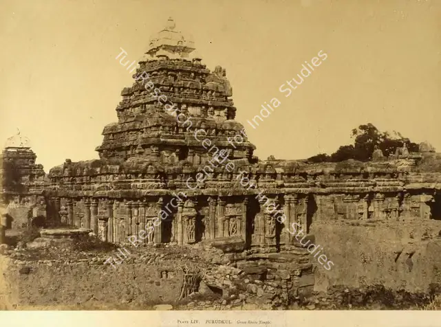 Biggs, Colonel Thomas (Photographer). Purudkul. Great Sivite Temple - From the album "Architecture in Dharwar and Mysore Published by John Murray. London 1866. Photographs by Dr. William Henry Pigou, Dr. Andrew C. Neill and Col. Thomas Biggs with an historical and descriptive memoir by Colonel Meadows Taylor and architectural notes by James Fergusson". Albumen print pasted on mount, n.d. | Antiquarian Photograph | Photography | 00115575