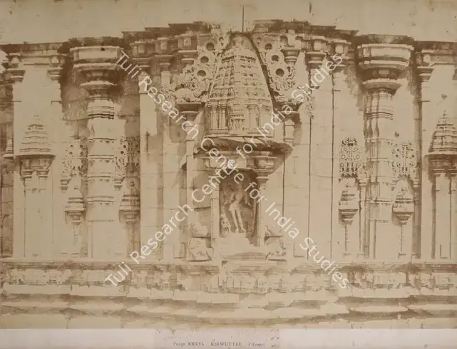 Pigou, William Henry (Photographer). Kirwuttee, a Temple - From the album "Architecture in Dharwar and Mysore Published by John Murray. London 1866. Photographs by Dr. William Henry Pigou, Dr. Andrew c.Neill and Col. Thomas Biggs with an historical and descriptive memoir by Colonel Meadows Taylor and  architectural notes by James Fergusson". Albumen print pasted on mount, c.1857 | Antiquarian Photograph | Photography | 00115016