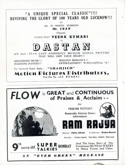 Bhatt, Vijay (Director), Ram Rajya, 1943 | Advertisement, Filmindia, April 1944 | CinemaEducation | 00858692