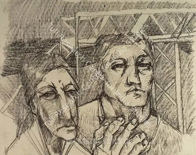 Patwardhan, Sudhir (Artist). Station. Conte on paper, 1978 | Drawing | FineArts | 00898484