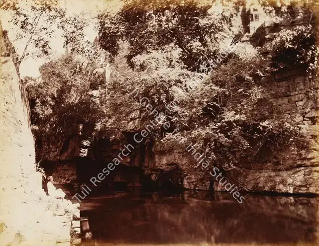 Dayal, Lala Deen (Photographer). Gau Mukh tank in Chittore fort - From the album 'Views in Meywar' By Lala Deen Dayal Indore. Albumen print pasted on mount, c.1890 | Antiquarian Photograph | Photography | 00115171