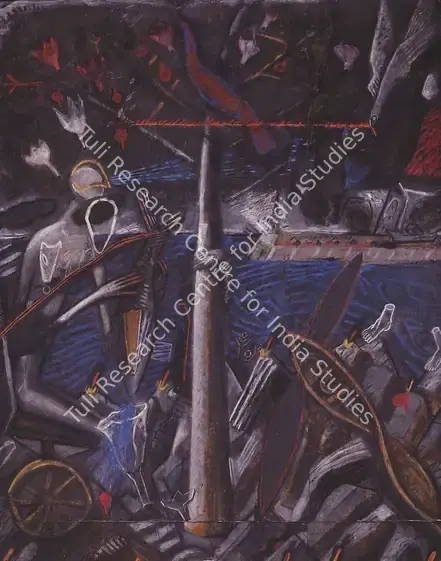 Douglas, C. (Artist). Untitled. Mixed media on paper pasted on cloth, circa 1990 | Painting | EconomicsArt | 00871139