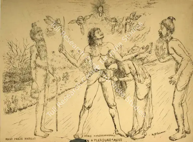 Sarma, M.S. (Artist). Ramayan 02 - King Harishchandra's Pain and Pleasure Meet. Lithographic print on paper | Political Propaganda | PopCulture | 00092369