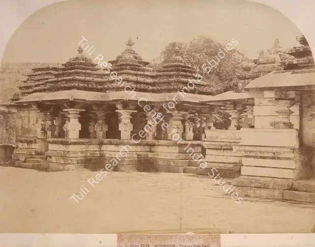 Pigou, William Henry (Photographer). Moongoor, Porch of Sivite Temple - From the album "Architecture in Dharwar and Mysore Published by John Murray. London 1866. Photographs by Dr. William Henry Pigou, Dr. Andrew c.Neill and Col. Thomas Biggs with an historical and descriptive memoir by Colonel Meadows Taylor and  architectural notes by James Fergusson". Albumen print pasted on mount, c.1856 | Antiquarian Photograph | Photography | 00115013