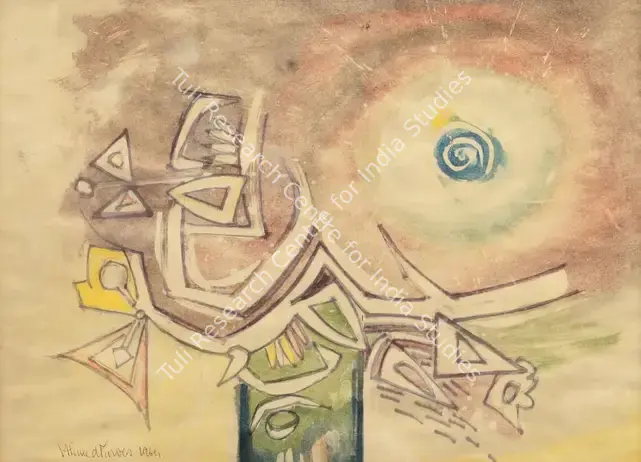 Parvez, Ahmed (Artist). Symbols and Sun. Watercolour on paper, 1964 | Painting | FineArts | 00642642