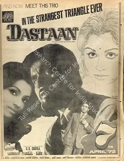 Chopra, B.R. (Producer), Dastaan, 1972 | Advertisement, Filmfare, 07 April 1972 | CinemaEducation | 00791484