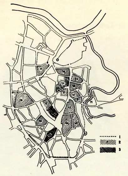 Unknown (Cartographer). Plan of the historicalcore of Vilnyus. n.d. | Map, Journal of Arts & Ideas, January-June 1987 | PopCulture | 00677377